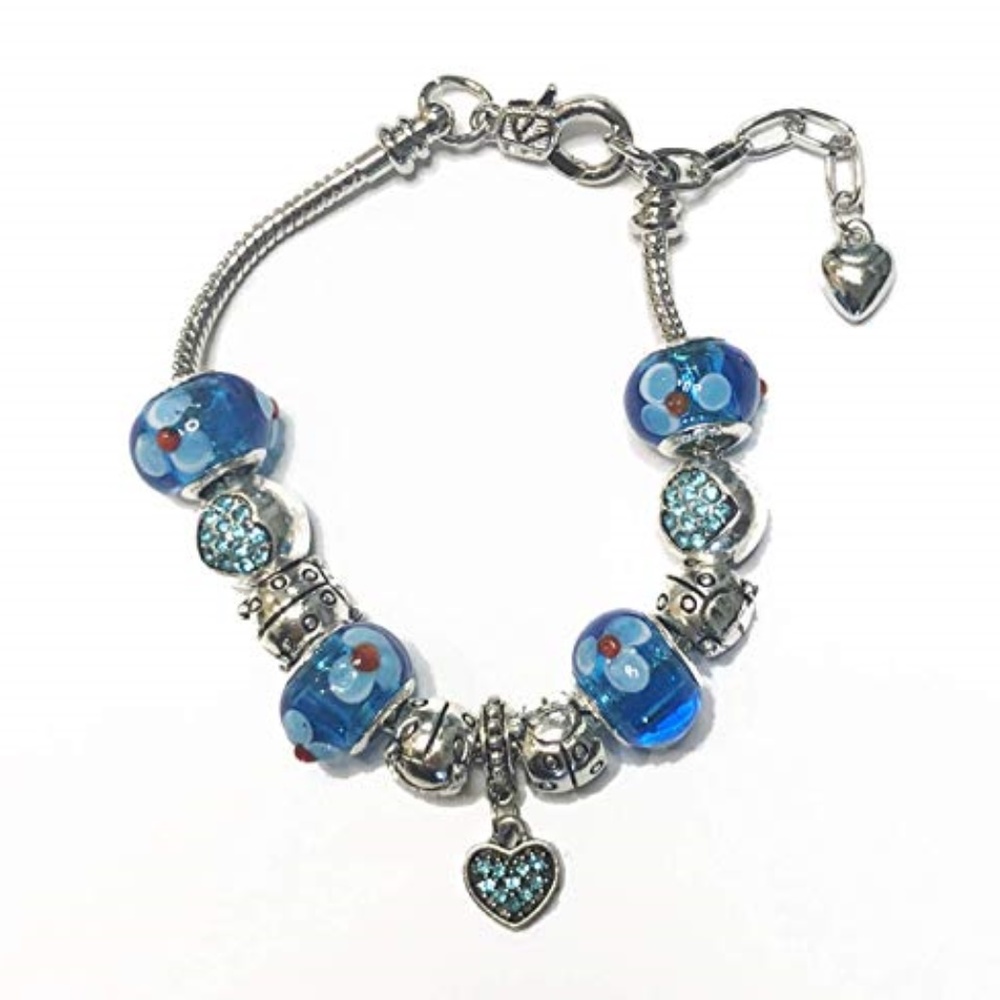 Luxforia Turquois and Rhinestone Silver Bracelet